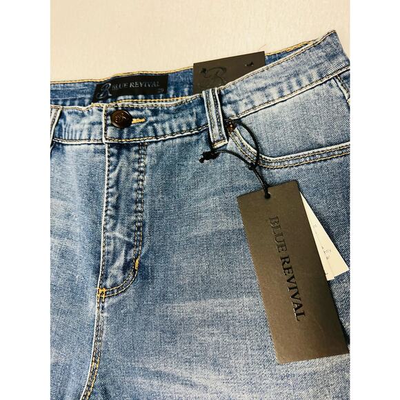 BLUE REVIVAL SZ 29 Florence blue wash Sienna distressed mid rise skinny NTW 0B5 - Picture 7 of 9